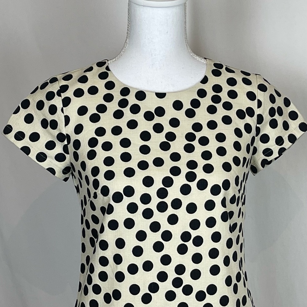 J Crew 100% Cotton Cream & Black Polka Dot Dress - Picture 3 of 11